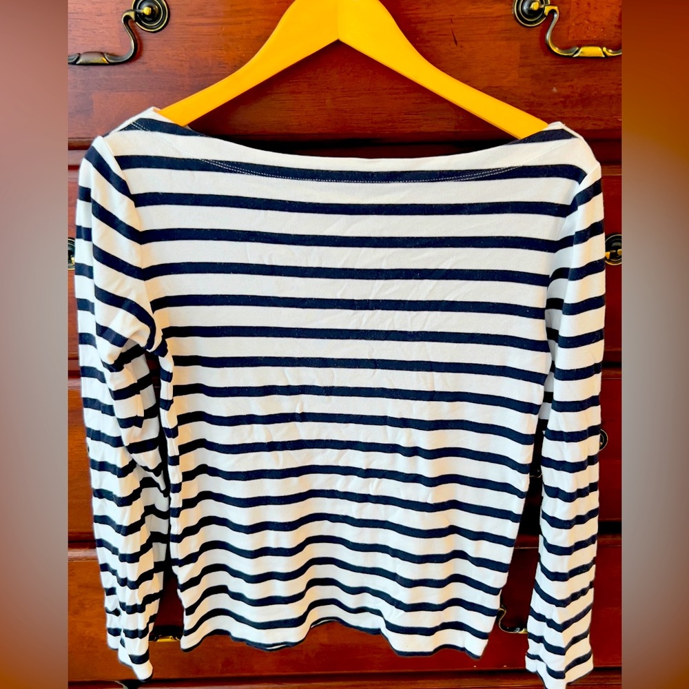 GAP Navy and White Striped Women's Top